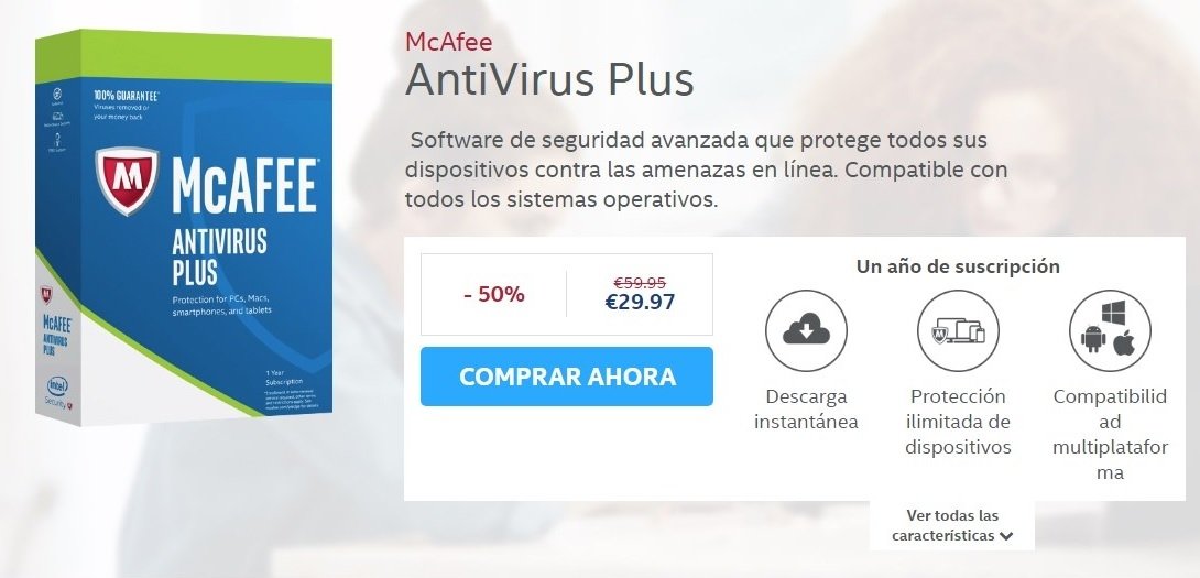 Web donde adquirir McAfee Antivirus Plus