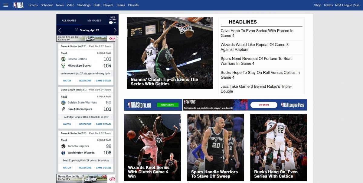 Web oficial de la NBA
