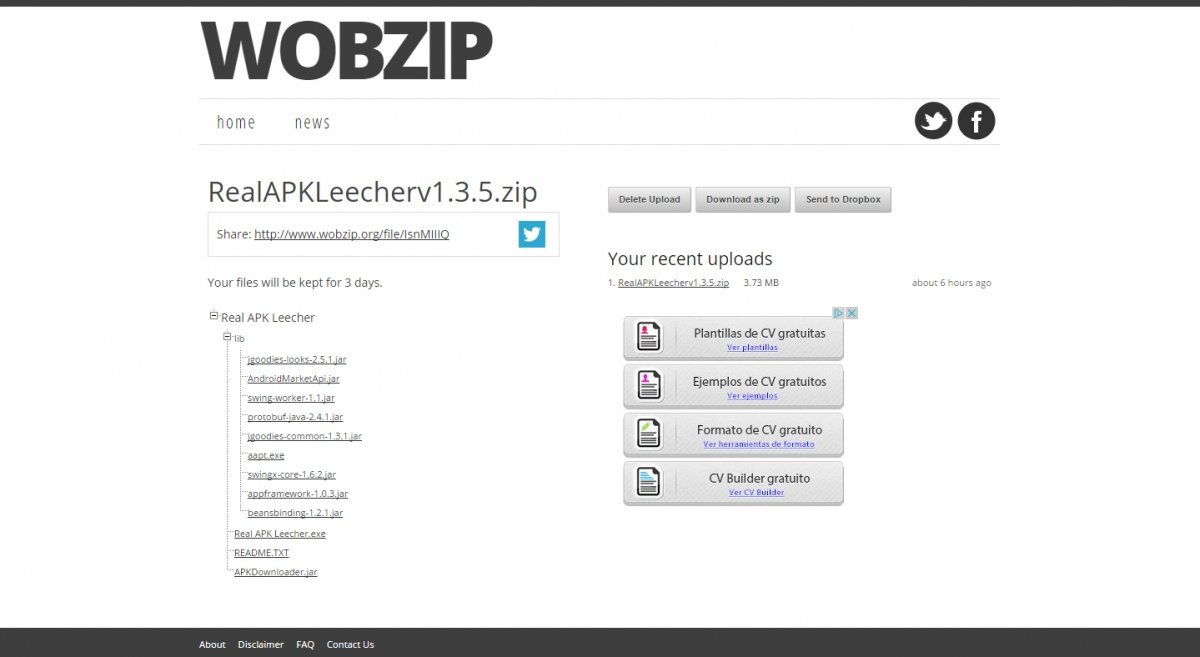 Wobzip descomprime ficheros de hasta 200 MB