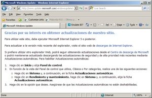 Internet Explorer 8 accediendo a Windows Update