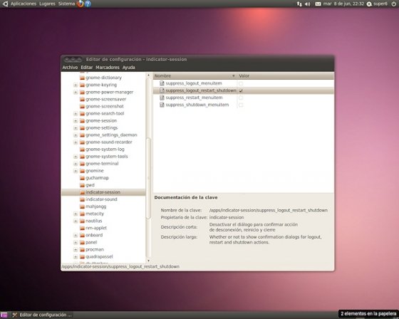 Editor de configuración en Ubuntu