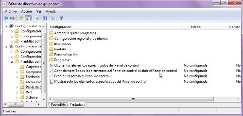 Panel de control 1
