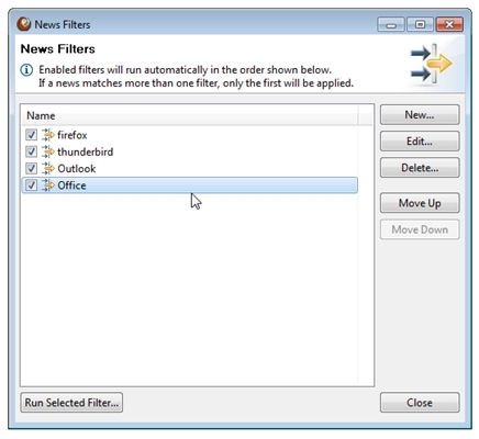 Configura nuevos filtros para RSSOwl