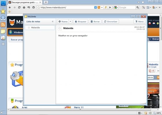 Tomar notas con Maxthon