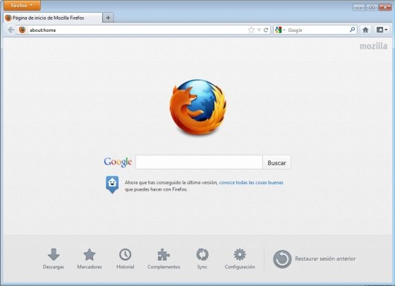 Página de inicio de Firefox 13