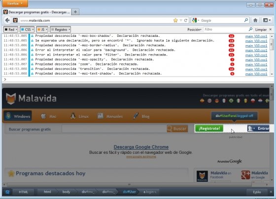 Herramientas de desarrollo en Firefox 13