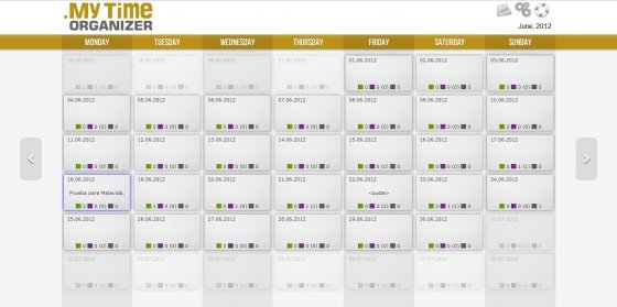Vista del calendario en My Time Organizer