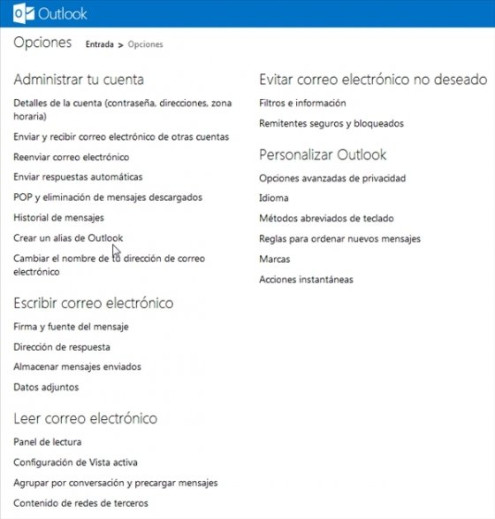 Vincular cuentas en Outlook.com 2