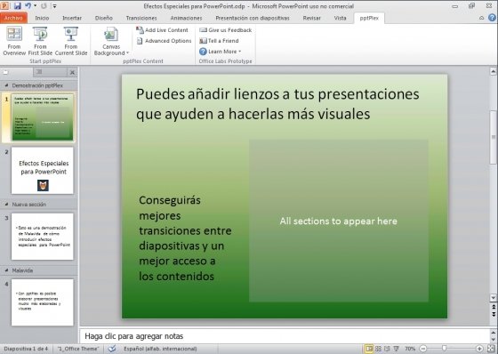 Edición del texto en la plantilla maestra