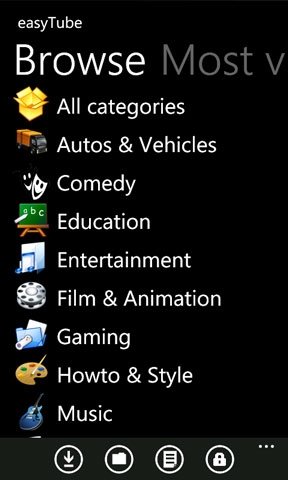 Búsqueda por categorías en EasyTube