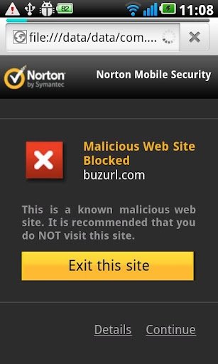 Web bloqueada en Norton para Android