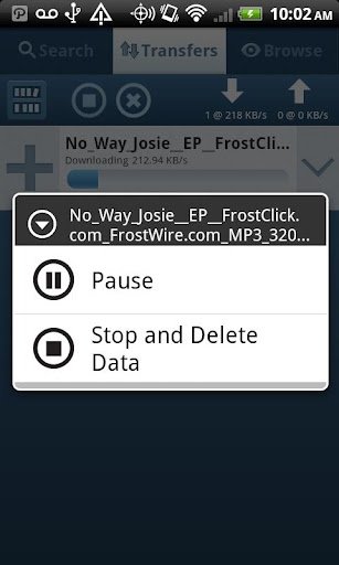Gestión de descargas en FrostWire para Android