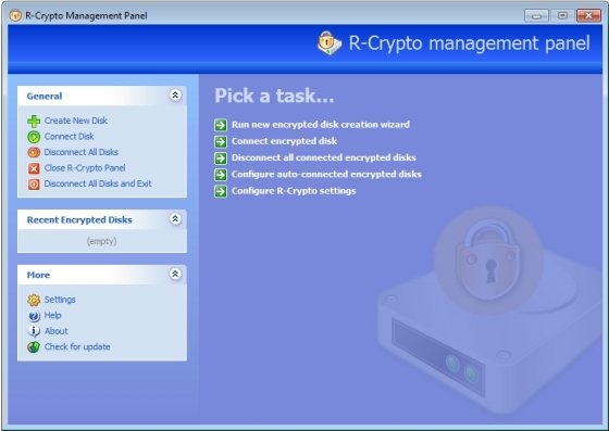 Pantalla inicial de R-Crypto