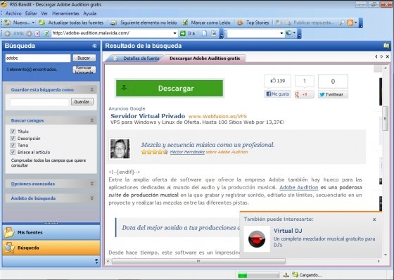 Interfaz de RSSOwl