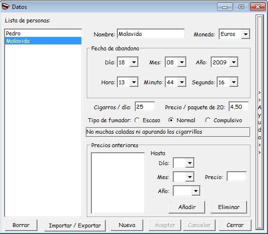 Introducir fumador en Quitómetro