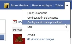 Acceso al menú principal de la configuración de privacidad de Facebook