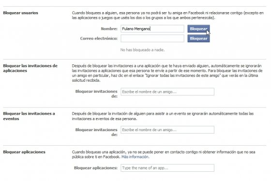 Bloquear usuarios en Facebook