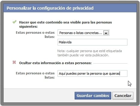 Personalización de la privacidad de las publicaciones en Facebook