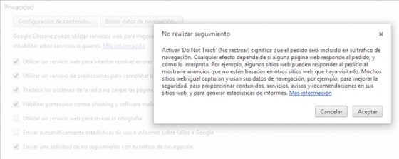 Privacidad: activar Do Not Track en Google Chrome