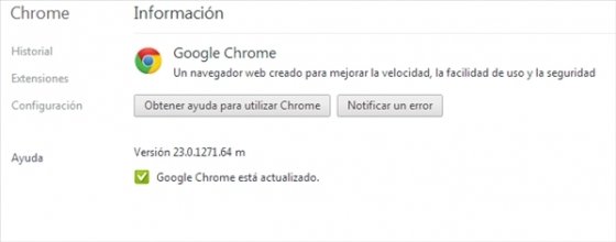 Versión de Google Chrome
