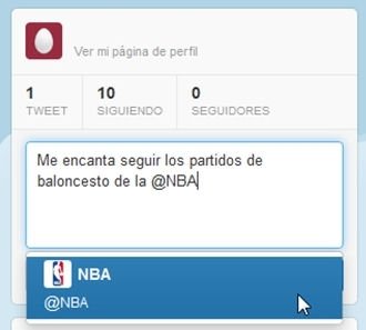 Mencionar a alguien en Twitter