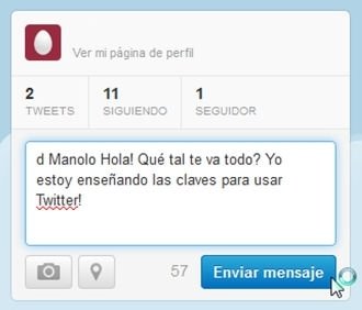 Mensaje directo privado en Twitter
