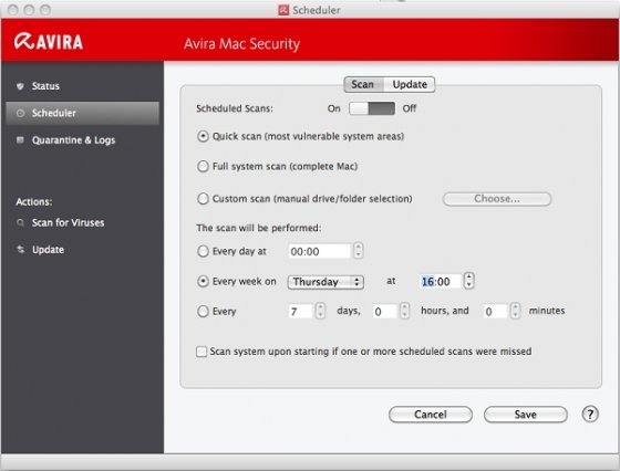 Configuración del análisis de Avira