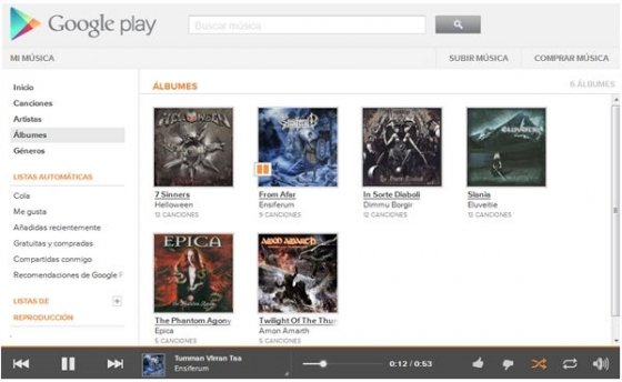 Escuchar música con Google Music