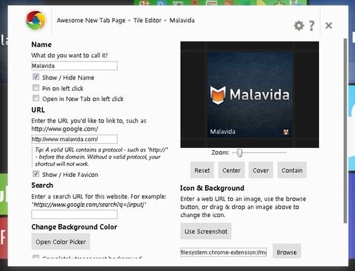 Creando un widget para Malavida en Awesome New Tab Page
