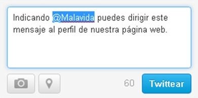 Mención a otro usuario de Twitter