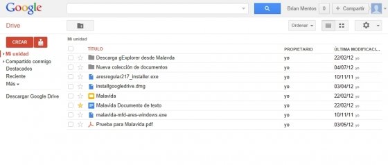 Panel de control de Google Drive