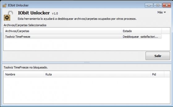 Desbloqueo satisfactorio con IObit Unlocker