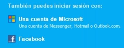 Opción de login en Skype con una cuenta de Microsoft