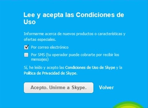 Iniciar sesión como nuevo usuario en Skype