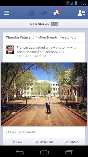 Aplicación de Facebook para móvil Android e iPhone
