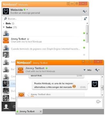 Conversación de prueba de chat en Nimbuzz