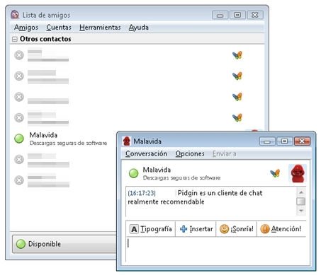 Conversación de prueba de chat en Pidgin