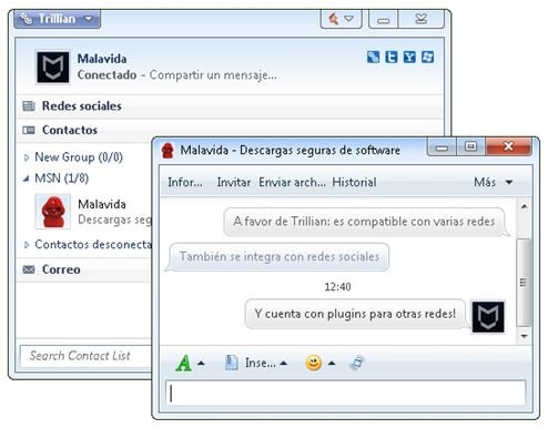Conversación de chat en Trillian