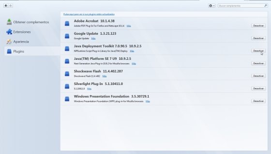 Deshabilitar Java de Google Chrome