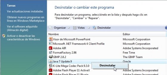 Desinstalar versiones anteriores de Java