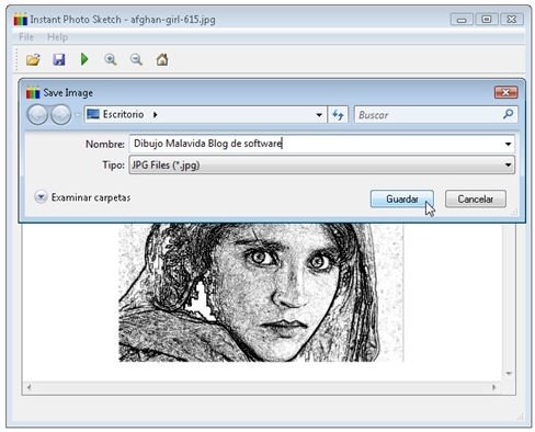 Cuadro de diálogo para guardar la nueva imagen
