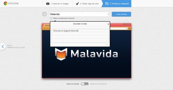Bautizar tema en Mi Tema de Chrome