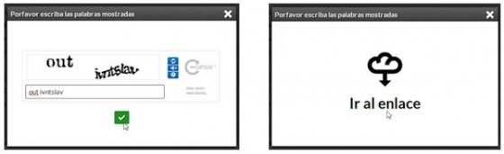 Introducción del código captcha y posterior ventana para ir al archivo