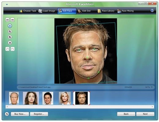 Detección de rasgos faciales en las imágenes originales