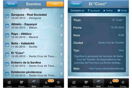 Información del tiempo en eventos programados