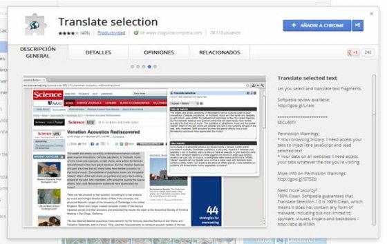 Extensión la Chrome Web Store