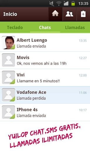 Enviar mensajes gratis con Yuilop