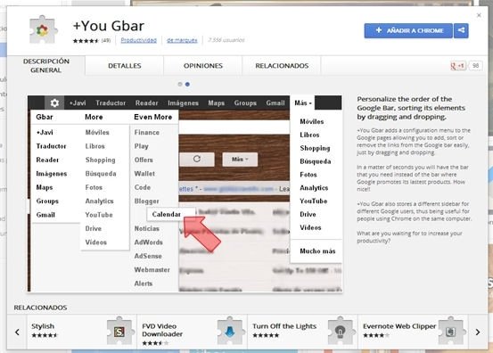 Extensión vista en la Chrome Web Store