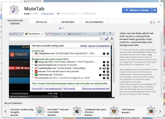 Extensión en la Chrome Web Store