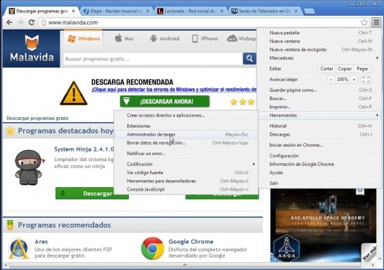 Iniciar administrador de tareas de Google Chrome